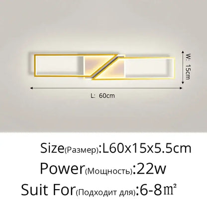 Modern black rectangular led ceiling light living room fixture