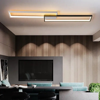 Modern black rectangular led ceiling light living room fixture