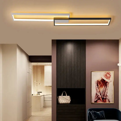 Modern black rectangular led ceiling light living room fixture