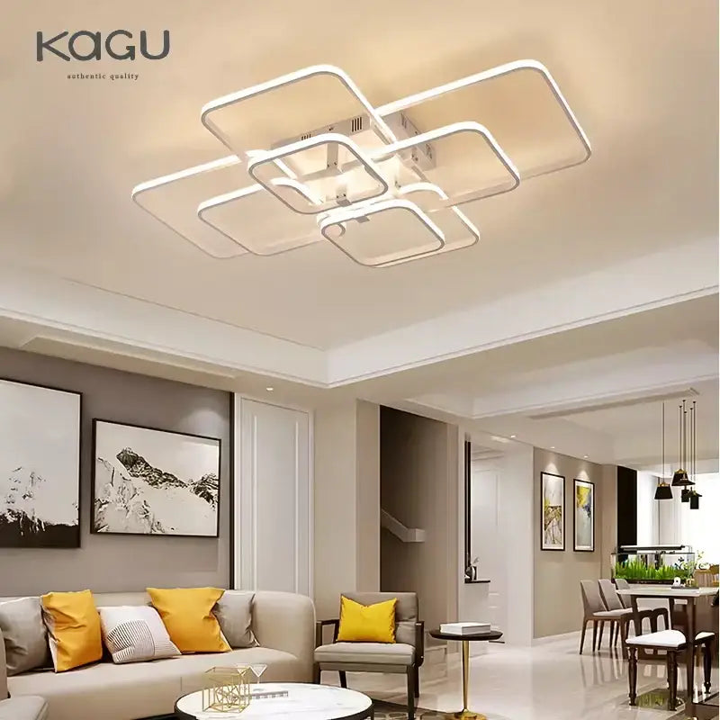 Modern black rectangular led ceiling light living room fixture