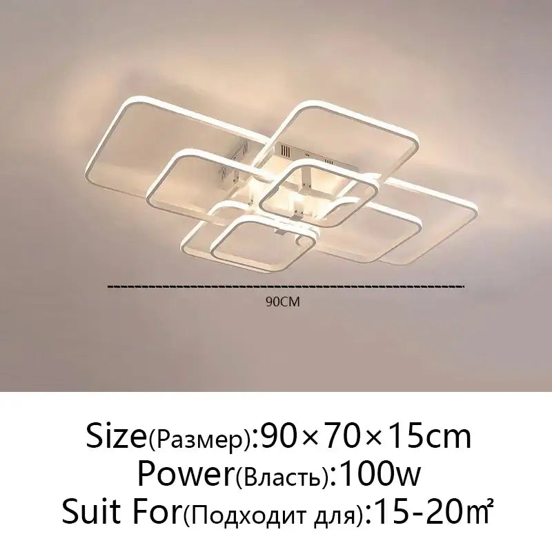 Modern black rectangular led ceiling light living room fixture