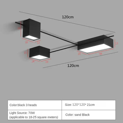 Modern black rectangular led ceiling lights for living room decoration