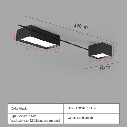 Modern black rectangular led ceiling lights for living room decoration