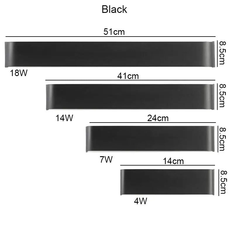Modern black rectangular led wall lamp for bedroom warm glow