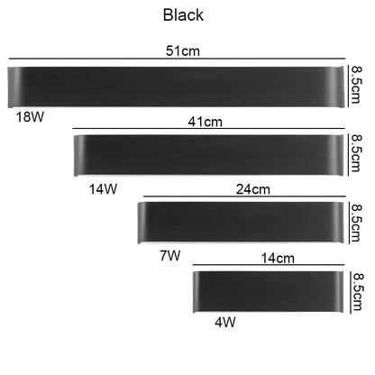 Modern black rectangular led wall lamp for bedroom warm glow