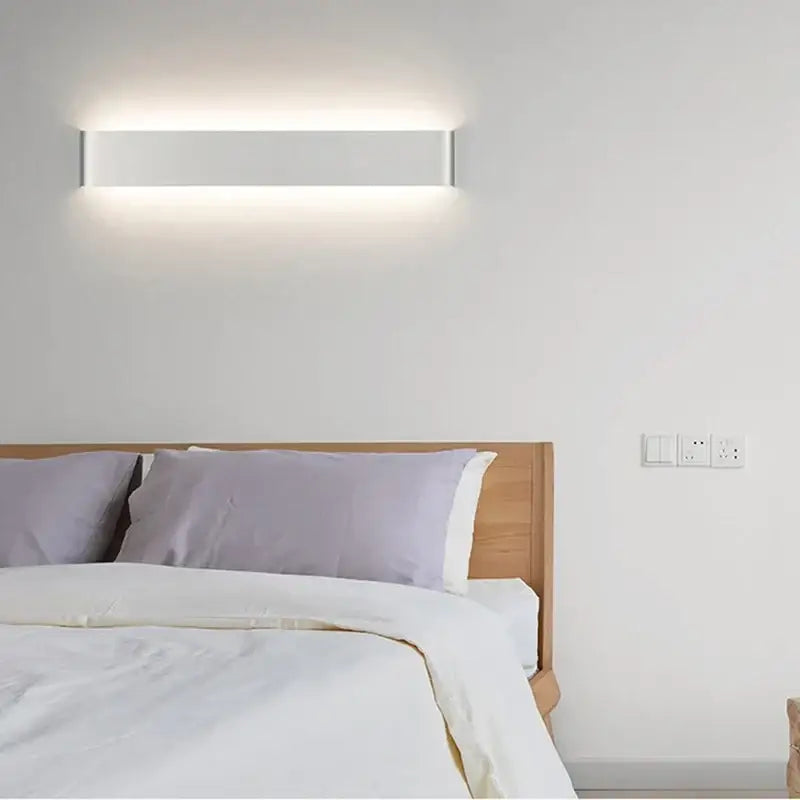 Modern black rectangular led wall lamp for bedroom warm glow