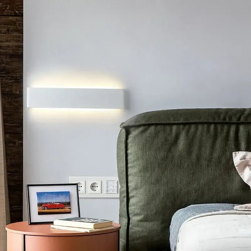 Modern black rectangular led wall lamp for bedroom warm glow