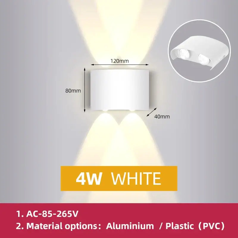 Modern black rectangular led wall light garden or living room decor