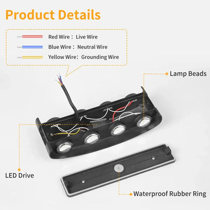 Modern black rectangular led wall light garden or living room decor