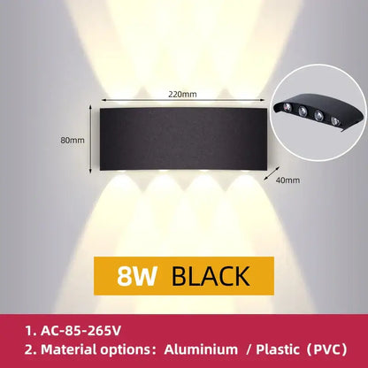 Modern black rectangular led wall light garden or living room decor