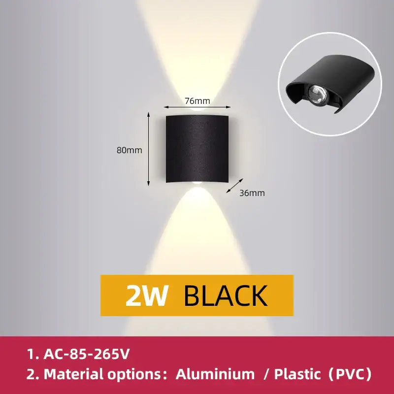 Modern black rectangular led wall light garden or living room decor