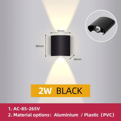 Modern black rectangular led wall light garden or living room decor