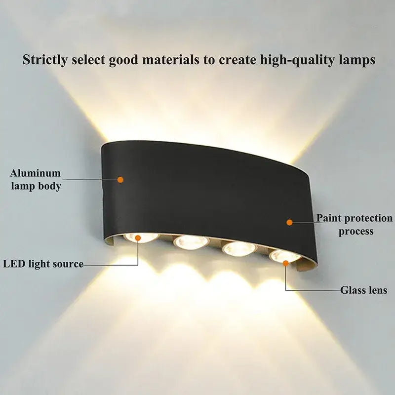 Modern black rectangular led wall light garden or living room decor