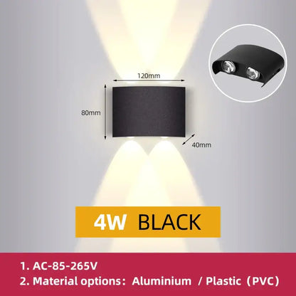 Modern black rectangular led wall light garden or living room decor