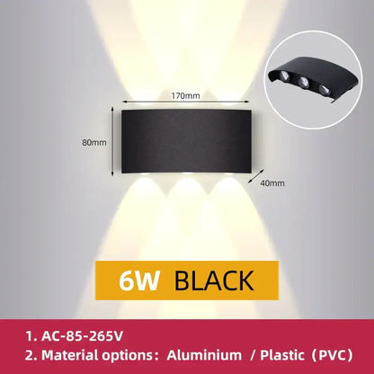 Modern black rectangular led wall light garden or living room decor