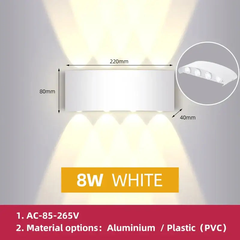 Modern black rectangular led wall light garden or living room decor