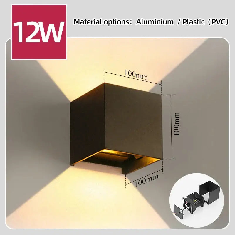 Modern black rectangular led wall light garden or living room decor