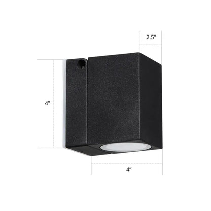 Modern black rectangular mini led wall sconce patio light