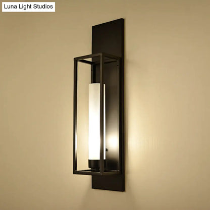 DecorBites™ Modern Black Rectangular Wall Lamp - Elegant Metal Sconce Lighting with Glass Shade