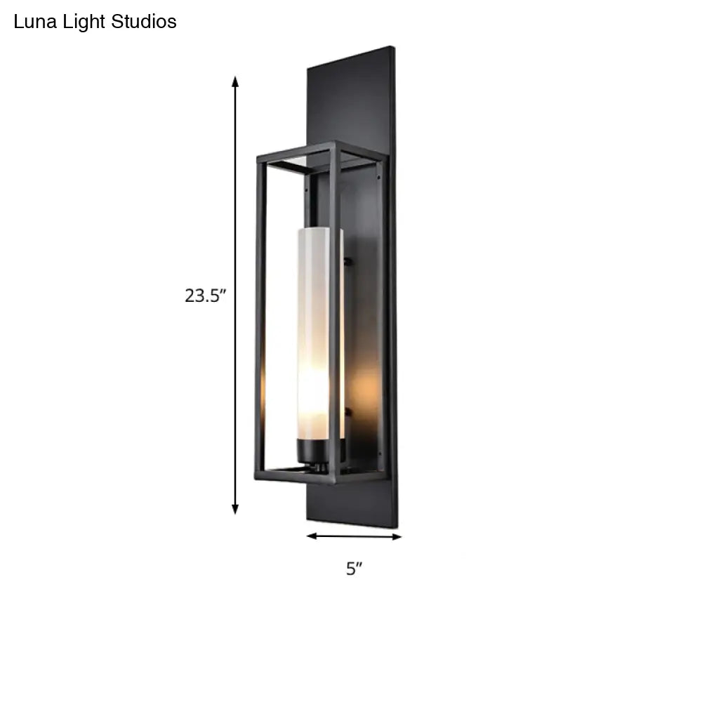 DecorBites™ Modern Black Rectangular Wall Lamp - Elegant Metal Sconce Lighting with Glass Shade
