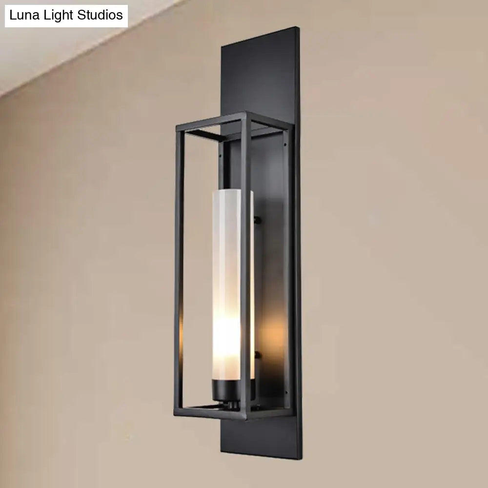 DecorBites™ Modern Black Rectangular Wall Lamp - Elegant Metal Sconce Lighting with Glass Shade