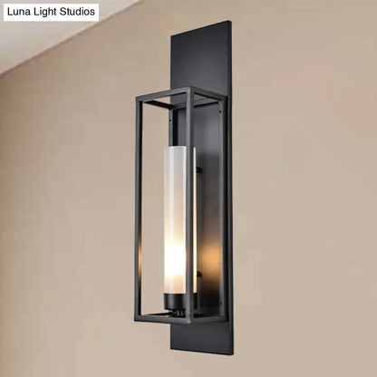 DecorBites™ Modern Black Rectangular Wall Lamp - Elegant Metal Sconce Lighting with Glass Shade