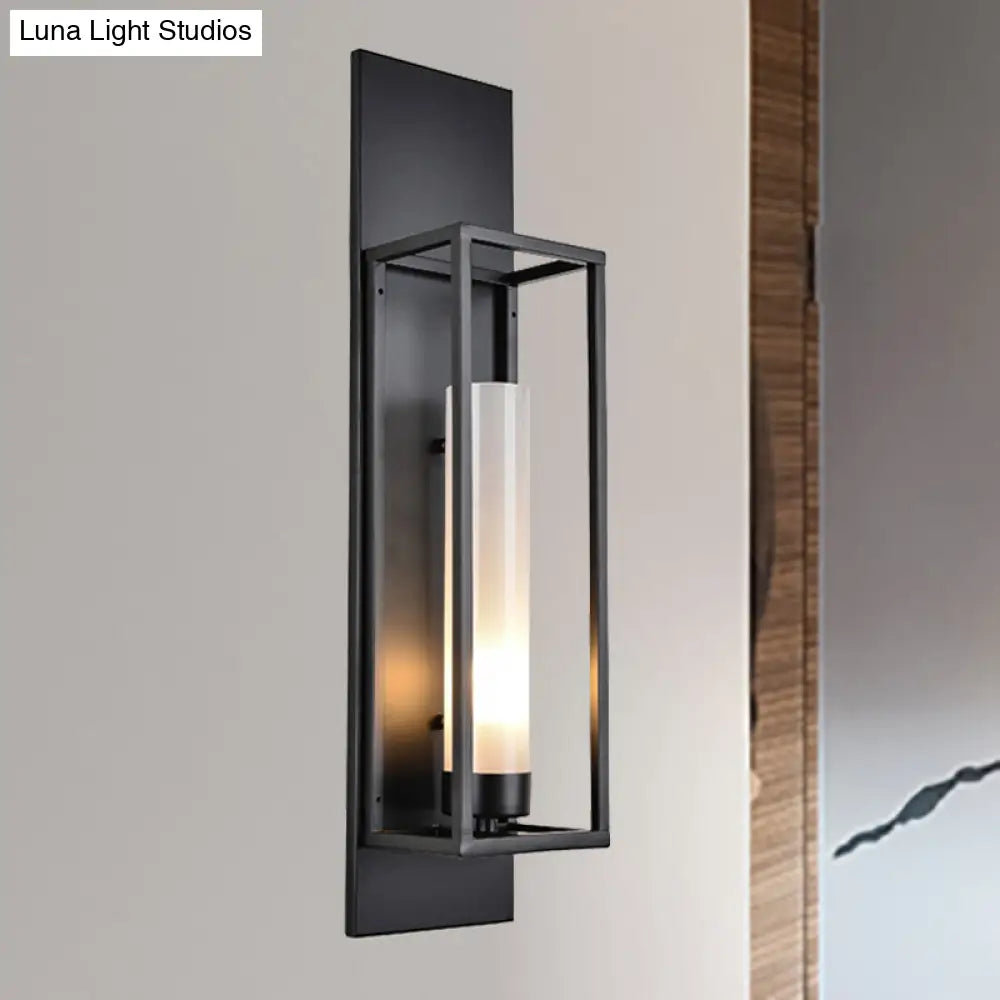 DecorBites™ Modern Black Rectangular Wall Lamp - Elegant Metal Sconce Lighting with Glass Shade