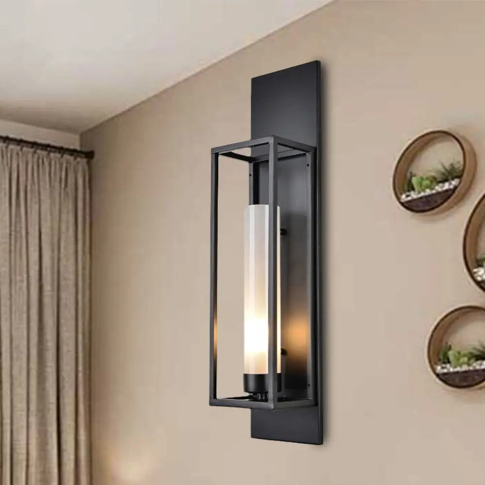 DecorBites™ Modern Black Rectangular Wall Lamp - Elegant Metal Sconce Lighting with Glass Shade