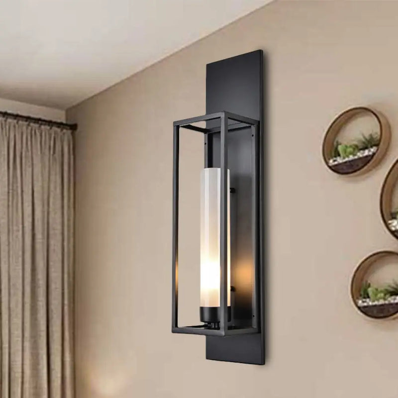 DecorBites™ Modern Black Rectangular Wall Lamp - Elegant Metal Sconce Lighting with Glass Shade