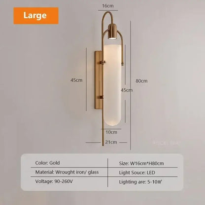 Modern black & red glass shade led wall lamp bedroom sconce