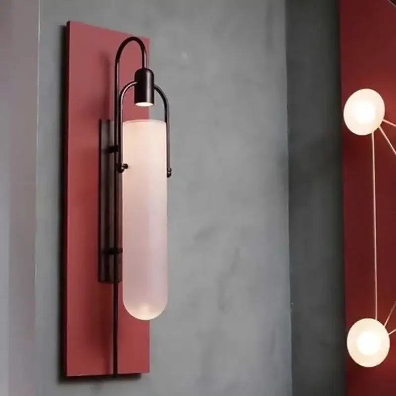 Modern black & red glass shade led wall lamp bedroom sconce