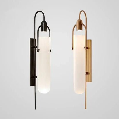 Modern black & red glass shade led wall lamp bedroom sconce