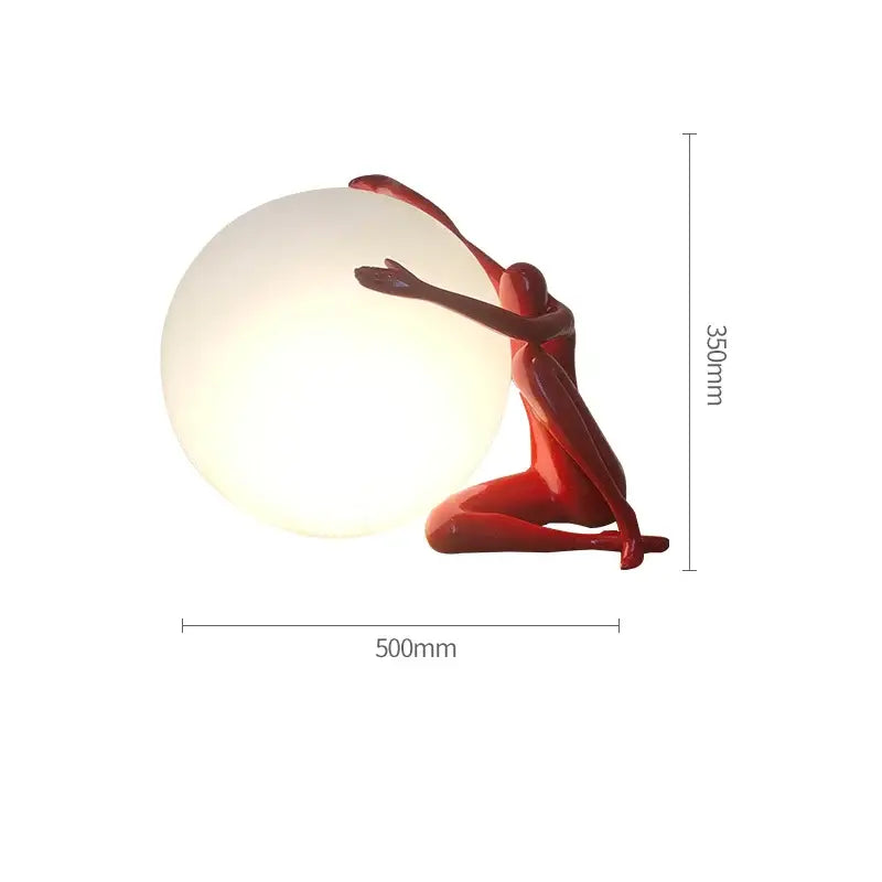 Modern black & red humanoid ball holder table lamp bedroom decor