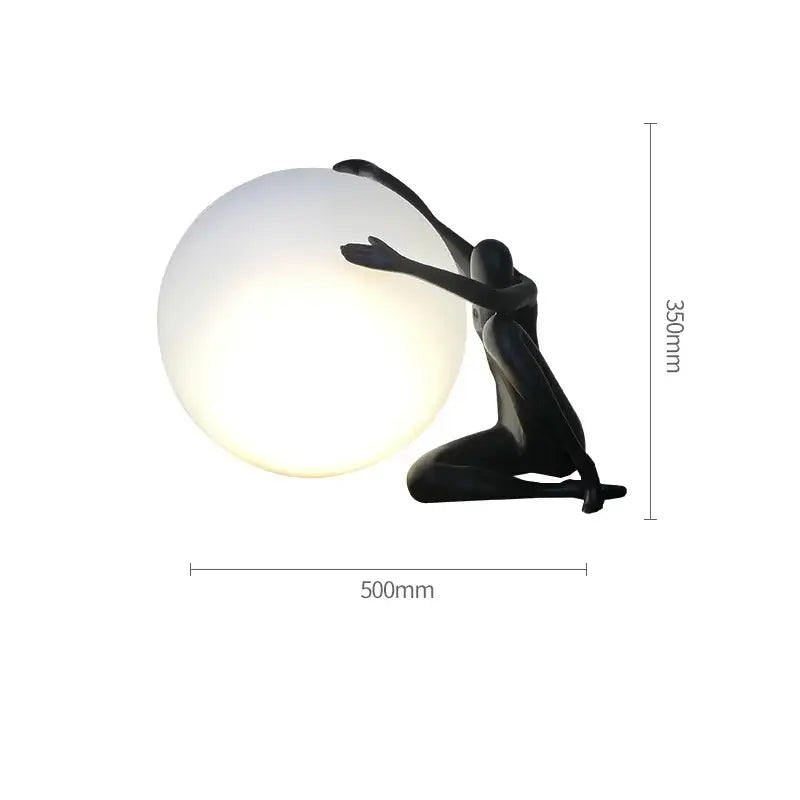 Modern black & red humanoid ball holder table lamp bedroom decor