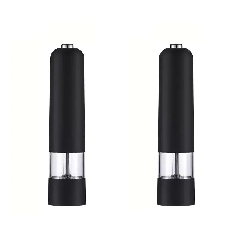 Modern black ribbed automatic salt pepper grinder set kitchen mill