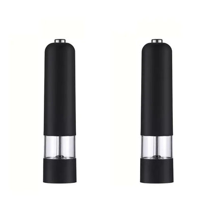 Modern black ribbed automatic salt pepper grinder set kitchen mill