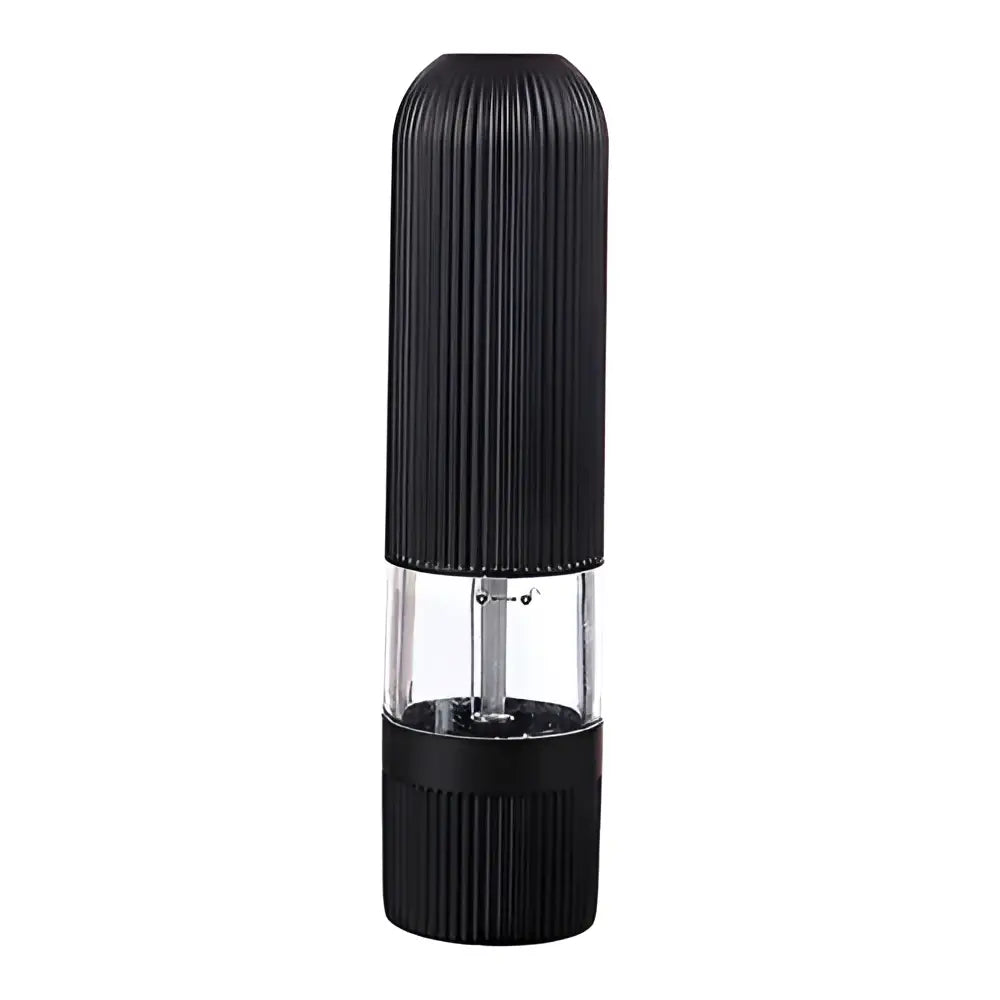 Modern black ribbed automatic salt pepper grinder set kitchen mill