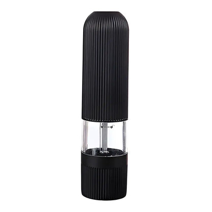Modern black ribbed automatic salt pepper grinder set kitchen mill