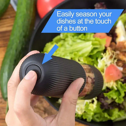 Modern black ribbed automatic salt pepper grinder set kitchen mill
