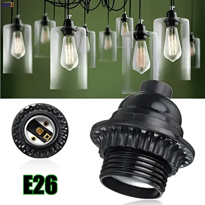 Modern black ribbed e27 socket bulb holder bedroom lamp base