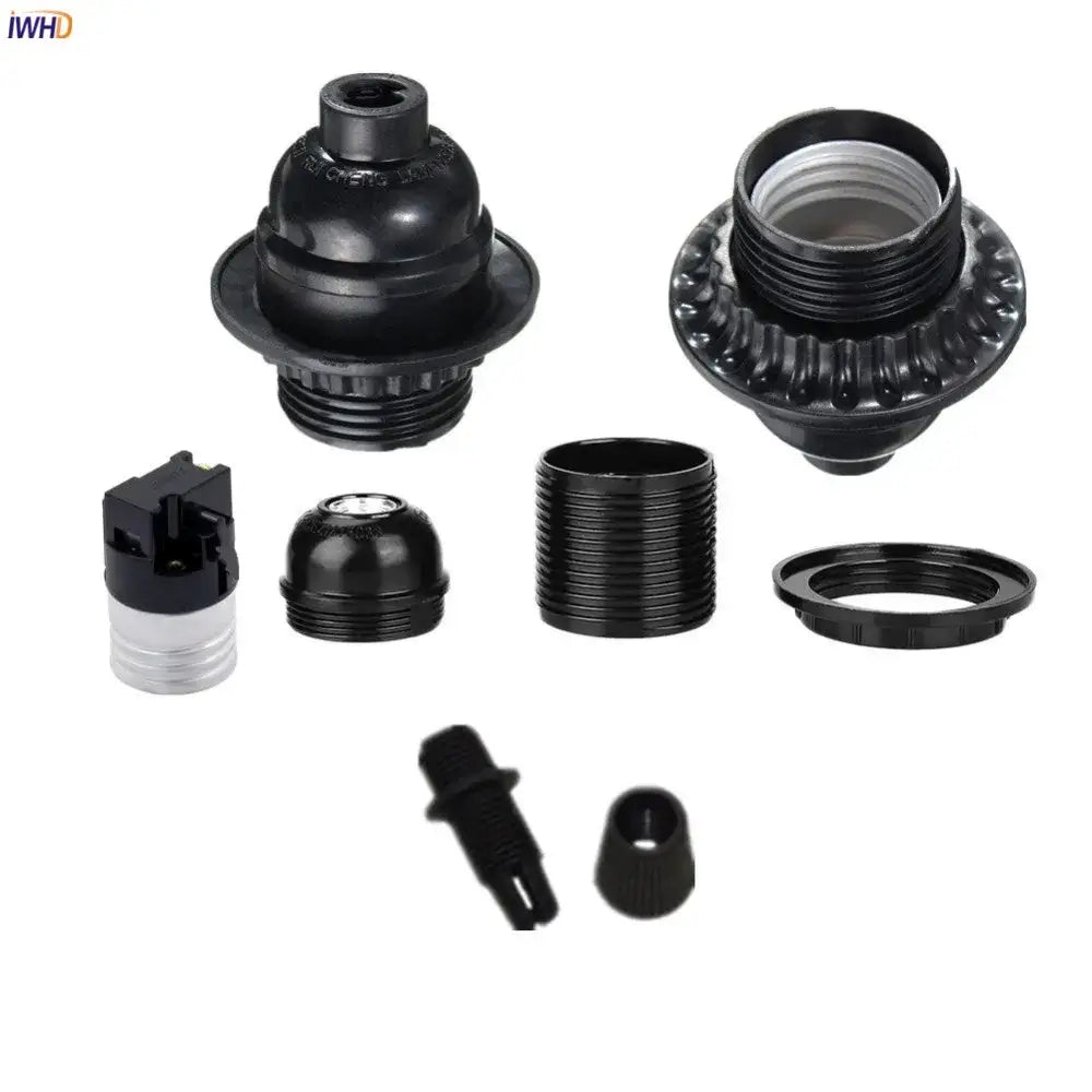 Modern black ribbed e27 socket bulb holder bedroom lamp base