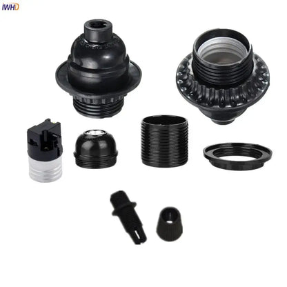 Modern black ribbed e27 socket bulb holder bedroom lamp base