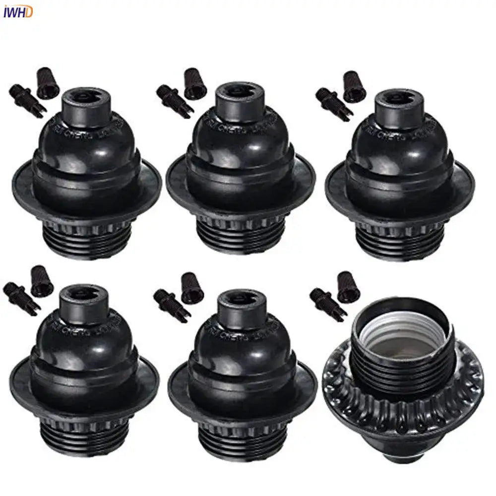 Modern black ribbed e27 socket bulb holder bedroom lamp base