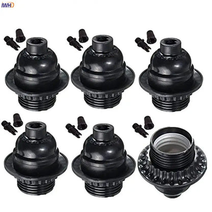 Modern black ribbed e27 socket bulb holder bedroom lamp base