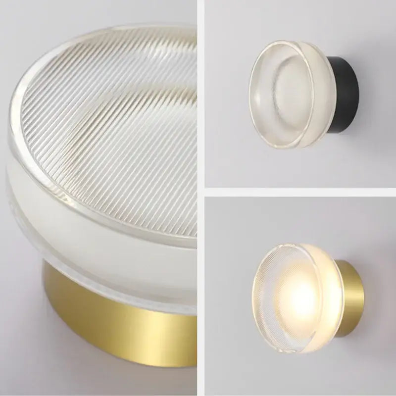 Modern black ribbed glass wall sconce bedroom led light
