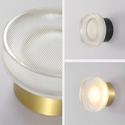 Modern black ribbed glass wall sconce bedroom led light