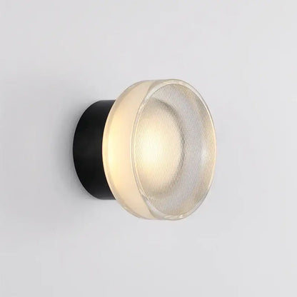 Modern black ribbed glass wall sconce bedroom led light