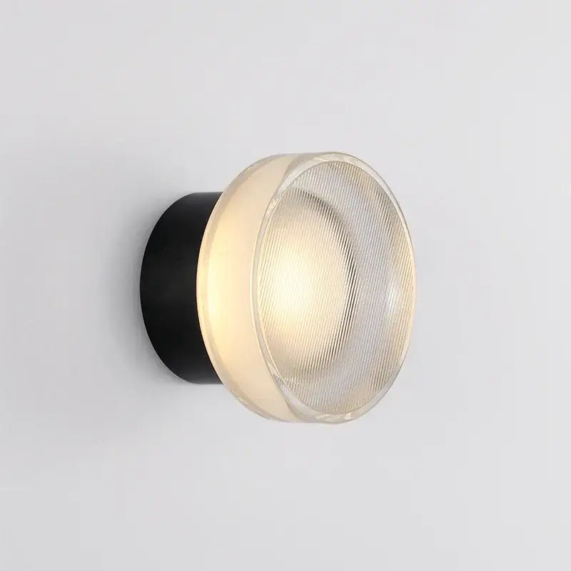 Modern black ribbed glass wall sconce bedroom led light