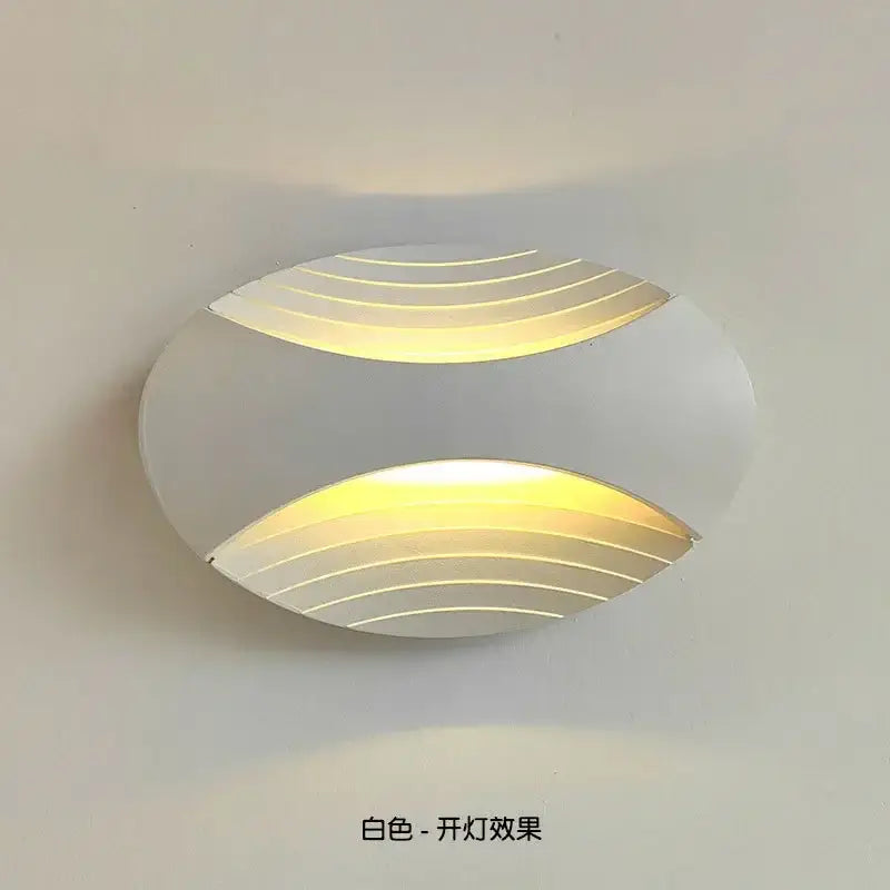 Modern black ribbed led wall lamp for corridor warm amber light