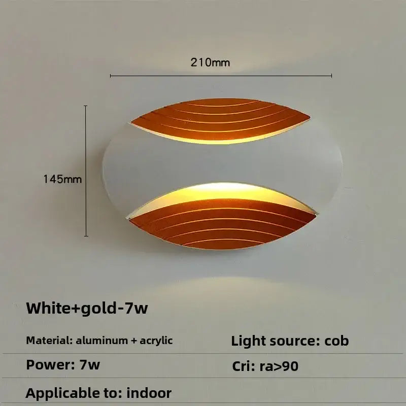 Modern black ribbed led wall lamp for corridor warm amber light